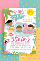 Flamingo Pool Party Invitation, Unicorn Float, Editable (Digital Download)