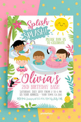 Flamingo Pool Party Invitation, Unicorn Float, Editable (Digital Download)