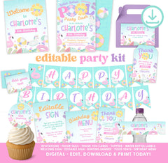 Pool Party Birthday Kit, Editable Summer Printables (Instant Download)