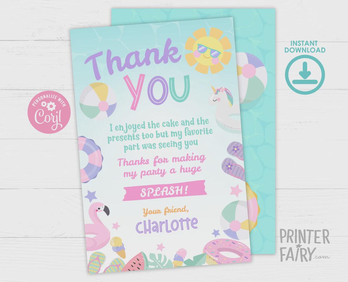 Pool Party Birthday Kit, Editable Summer Printables (Instant Download)