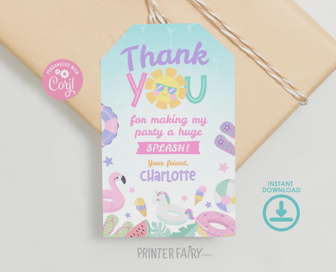 Pool Party Birthday Kit, Editable Summer Printables (Instant Download)