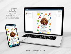 Dog Birthday Invitation with Photo, Editable Puppy Pawty Invite (Digital)