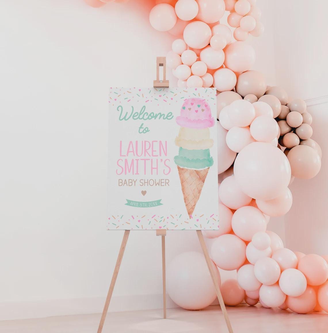 Ice Cream Baby Shower Bundle, Girl Sprinkle Party (Digital Download)