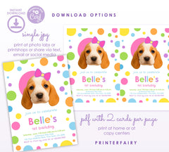 Dog Birthday Invitation with Photo, Primary Colors (Editable Template)