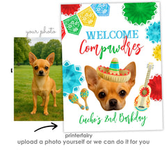 Cinco de Mayo Dog Birthday Welcome Sign, Photo Template (Digital Download)