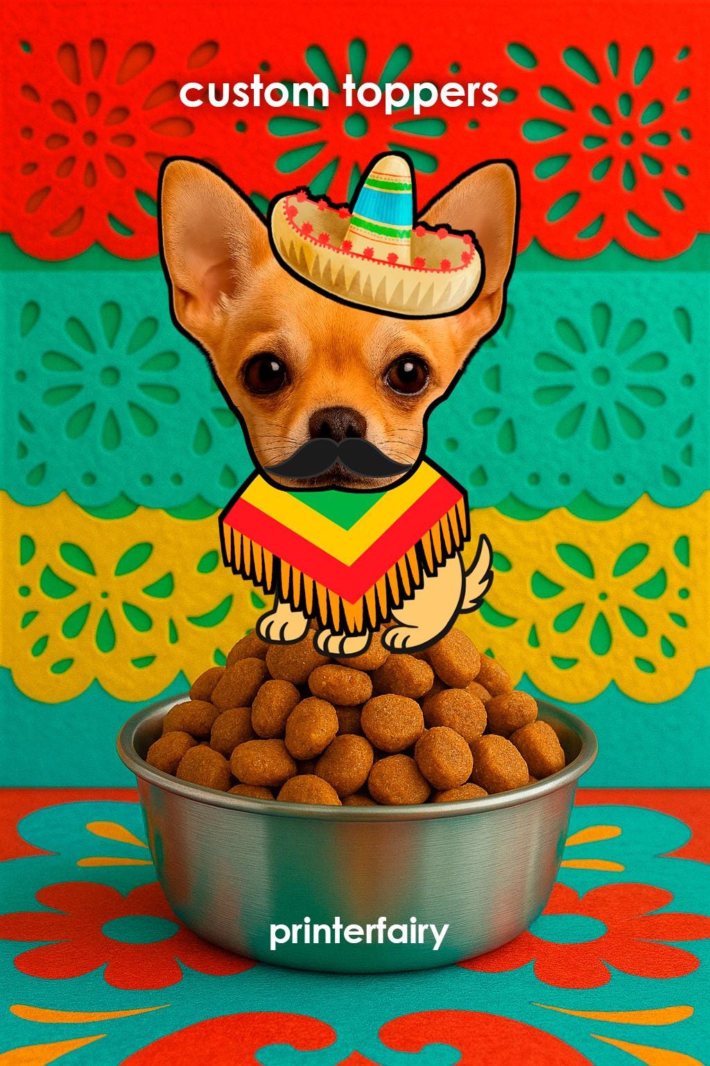 Cinco de Mayo Dog Fiesta Toppers, Custom Pet Photo (Digital Download)