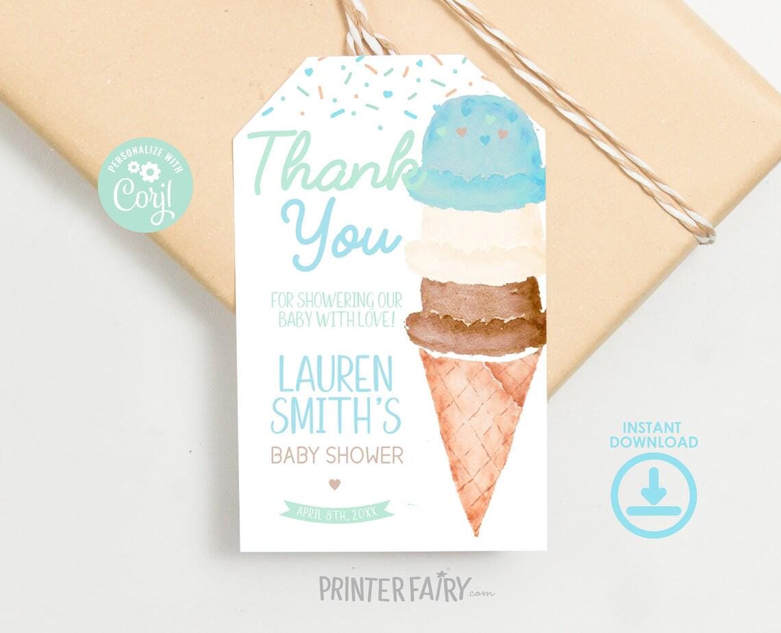 Ice Cream Baby Shower Bundle, Party Printables (EDITABLE, Instant Download)