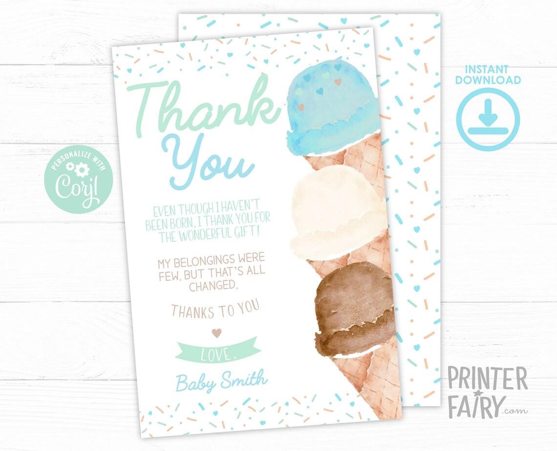 Ice Cream Baby Shower Bundle, Party Printables (EDITABLE, Instant Download)