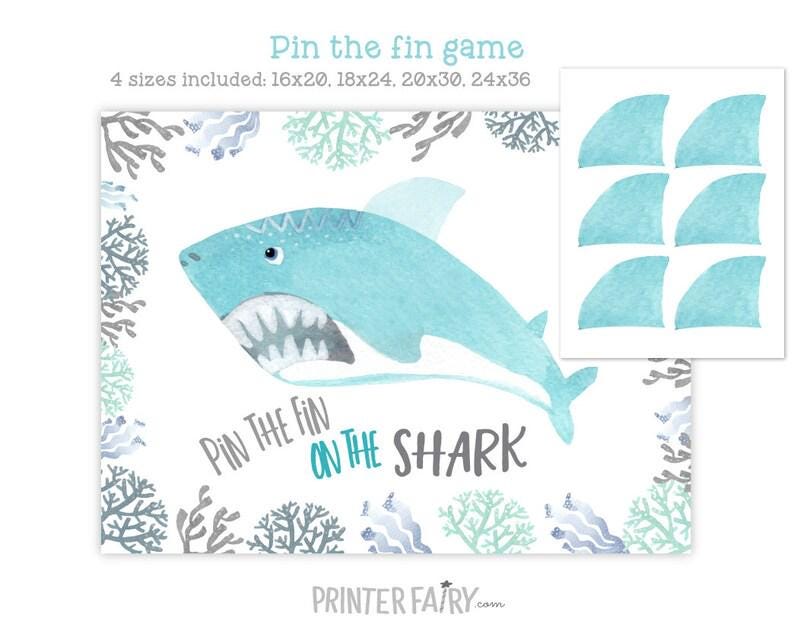 Shark Birthday Party Bundle (Digital Download) – Editable Invitation, Banner, Signs