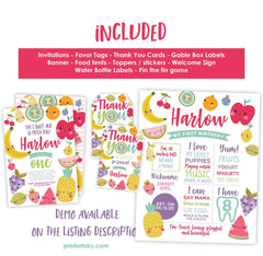 Tutti Frutti 1ST Birthday Party Bundle Editable Templates for any age (Instant Download)