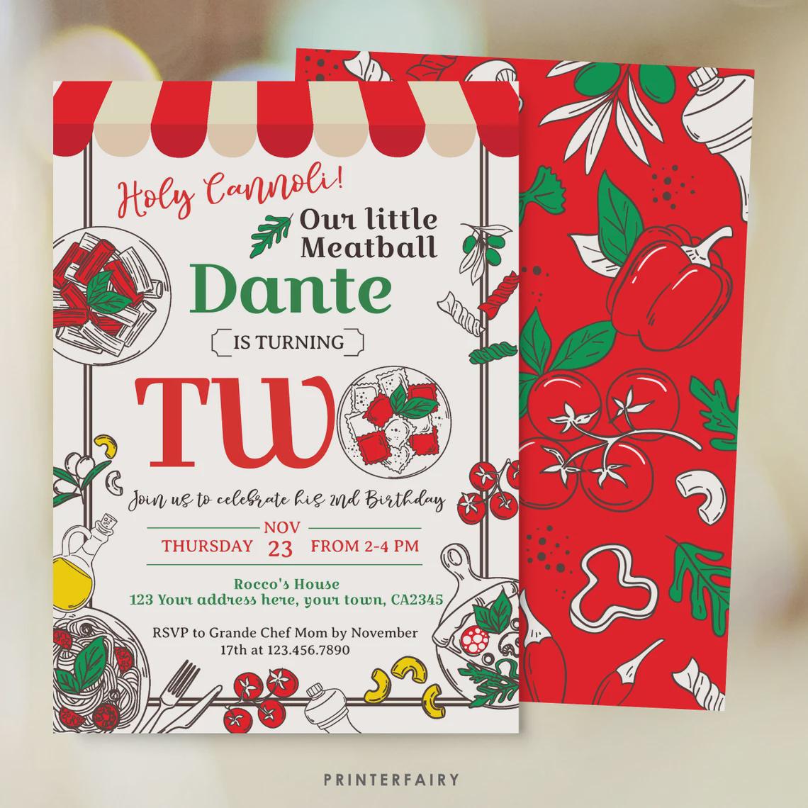 Italian Trattoria Birthday Party Kit, Editable Template (Instant Download)