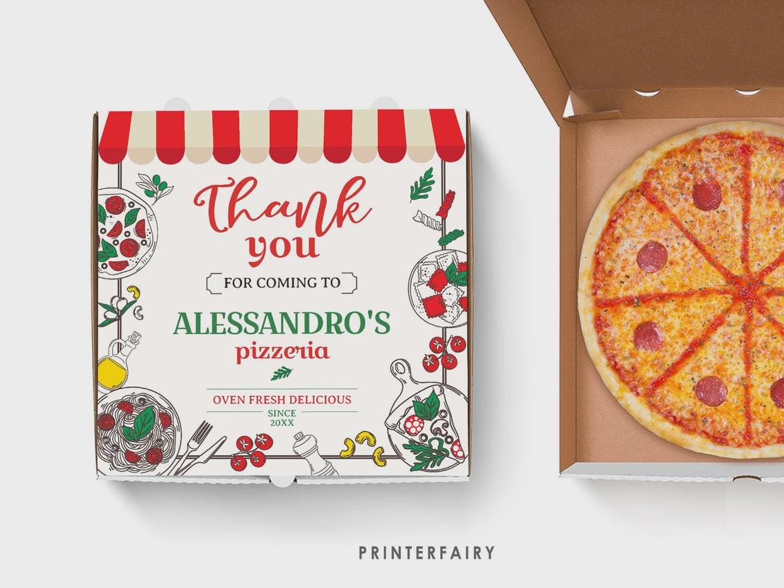 Little Meatball 2nd Birthday Party Kit, Italian Pizza (Editable Template)