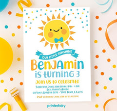 Little Sunshine Birthday Invitation, Editable Template (Instant Download)