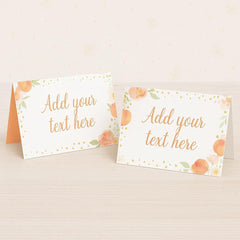 Peach Floral Food Tents, Girl Birthday Party Place Cards (INSTANT DOWNLOAD)