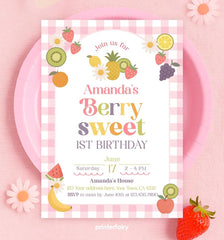 Tutti Frutti Birthday Invitation, Berry Sweet, Editable Template (Instant Download)