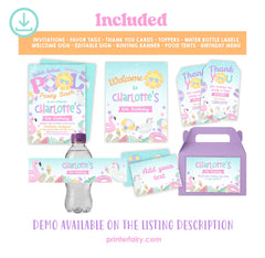 Pool Party Birthday Kit, Editable Summer Printables (Instant Download)