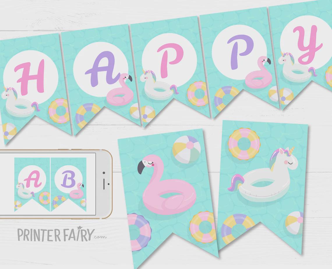Pool Party Birthday Kit, Editable Summer Printables (Instant Download)