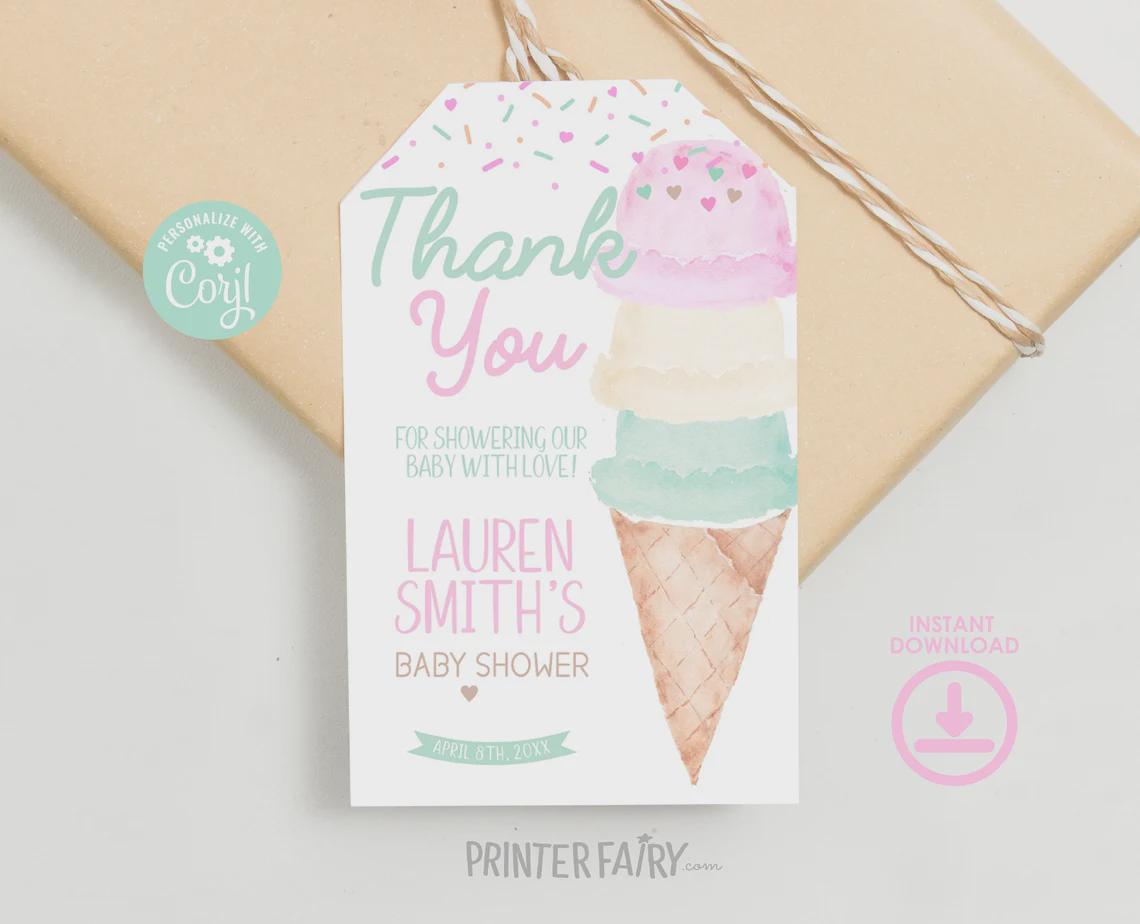 Ice Cream Baby Shower Bundle, Girl Sprinkle Party (Digital Download)