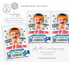 Fitness Gym Birthday Invitation, Strong Boy Theme (Editable Template)