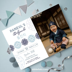 Editable Doljanchi Invitation Template, Korean 1st Birthday (Digital Download)