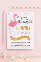 Editable Flamingo Birthday Invitation, Tropical Pool Party (Instant Download)