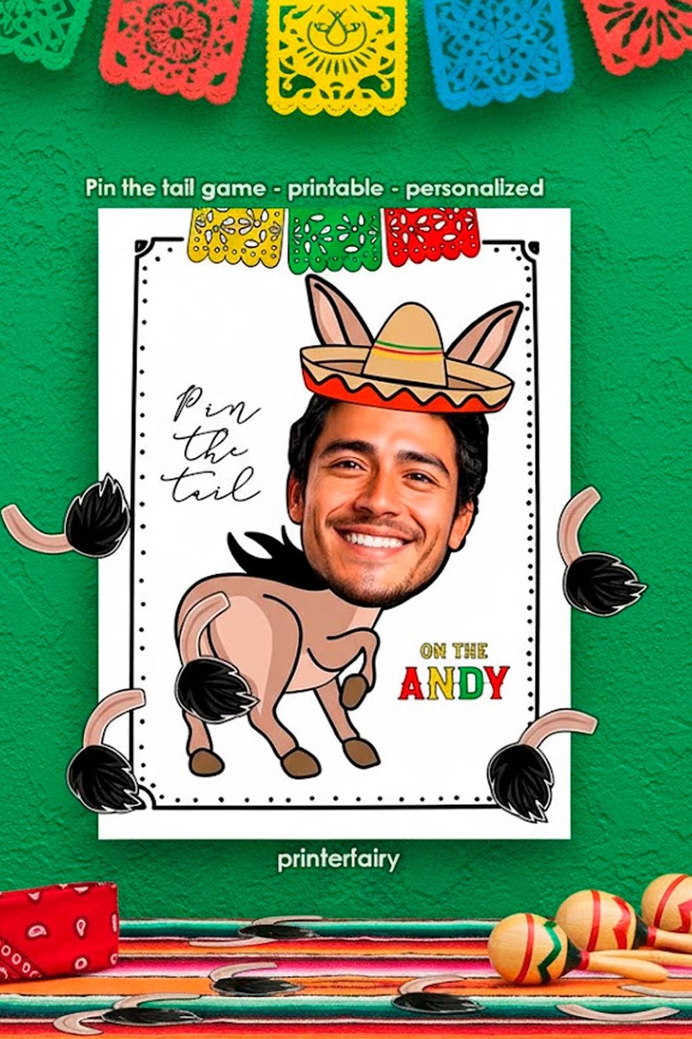 Personalized Photo Pin the Tail Game, Fiesta Bachelorette Party Decor (Digital Download)