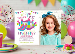 Trampoline Park Party Invitation with Photo, Editable Template, Instant Download