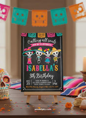 Day of the Dead Birthday Invitation, Editable Dia de los Muertos Party (INSTANT DOWNLOAD)