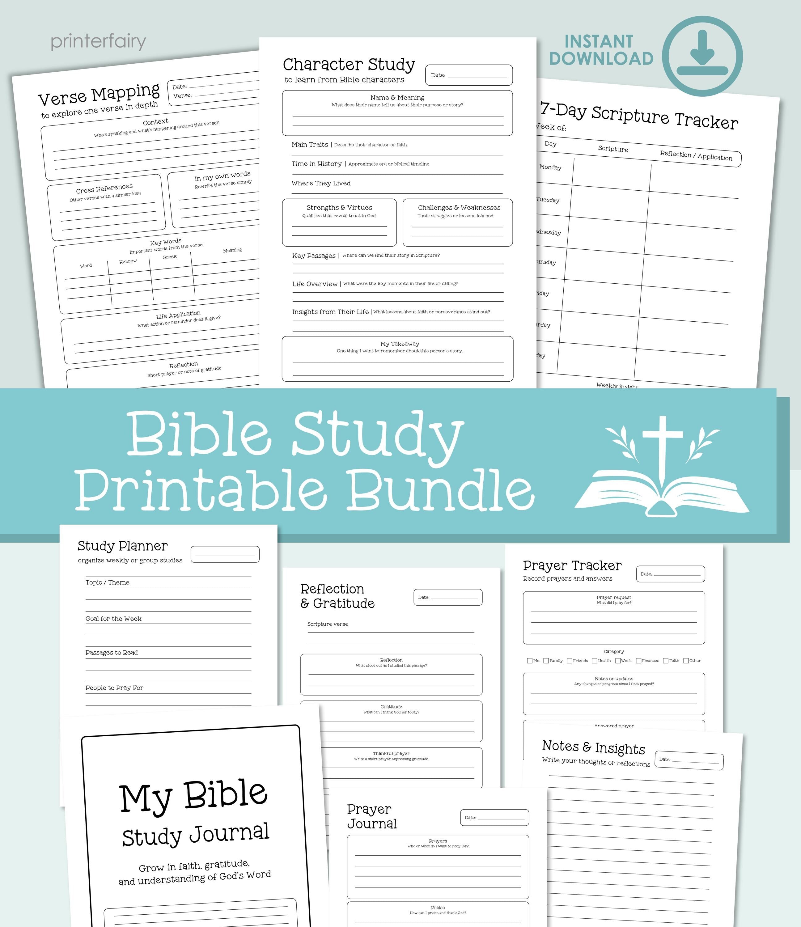 Bible Study Journal Printable Templates, Instant Download