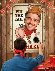Pin the tail on the Donkey Western Party Game with your photo, Bachelorette Party Printable Design
