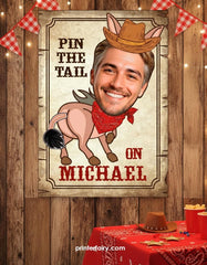 Pin the tail on the Donkey Western Party Game with your photo, Bachelorette Party Printable Design