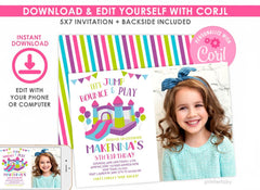 Trampoline Park Party Invitation with Photo, Editable Template, Instant Download