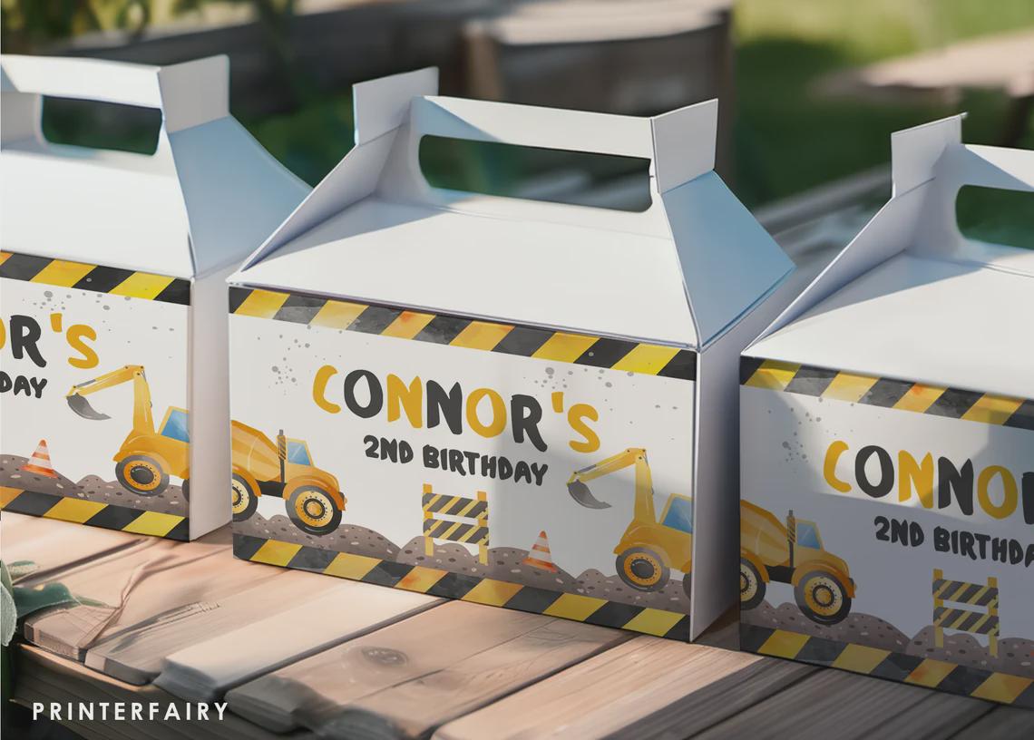 Construction 3rd Birthday Party Bundle Editable Templates, Instant Download