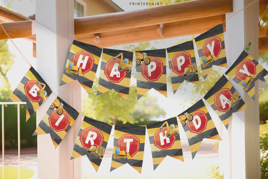 Construction 3rd Birthday Party Bundle Editable Templates, Instant Download
