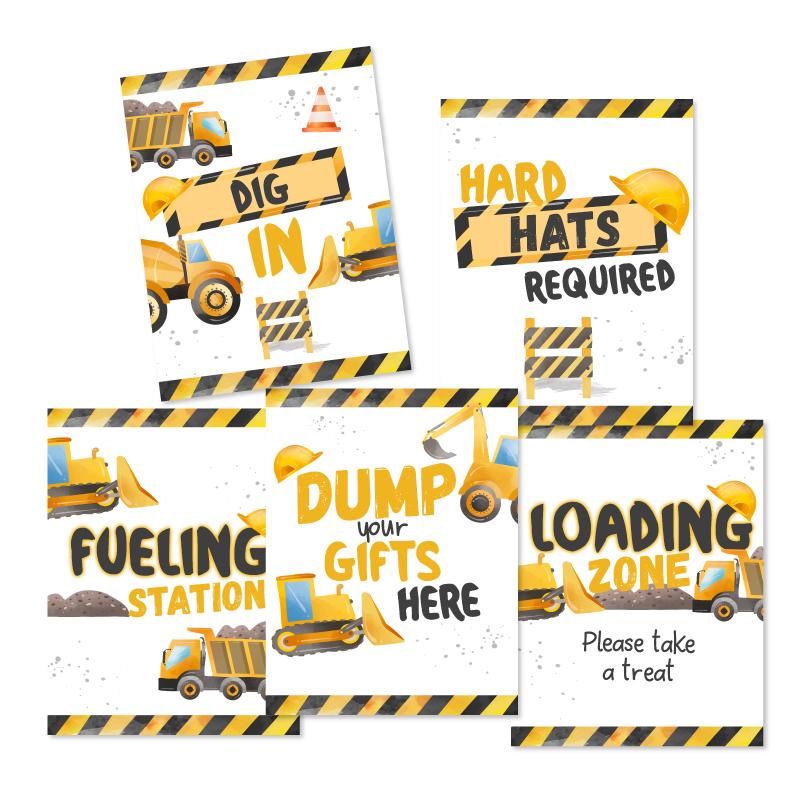 Construction 3rd Birthday Party Bundle Editable Templates, Instant Download