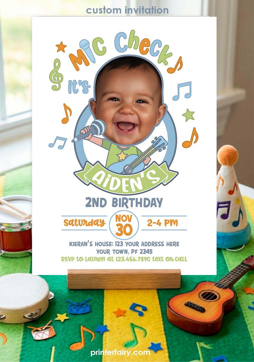 Sing Birthday Party Invitation Personalized with Photo