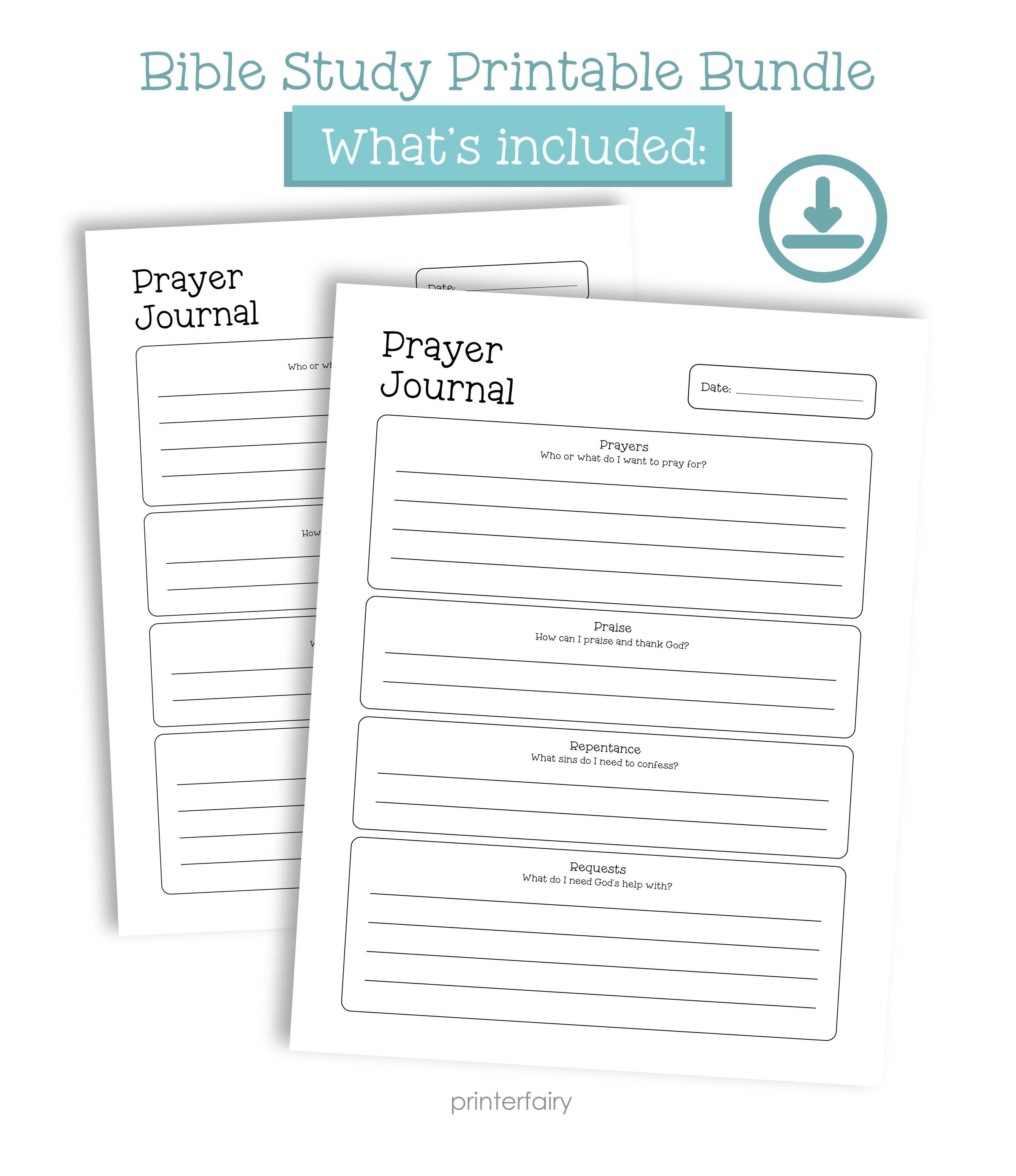 Bible Study Journal Printable Templates, Instant Download
