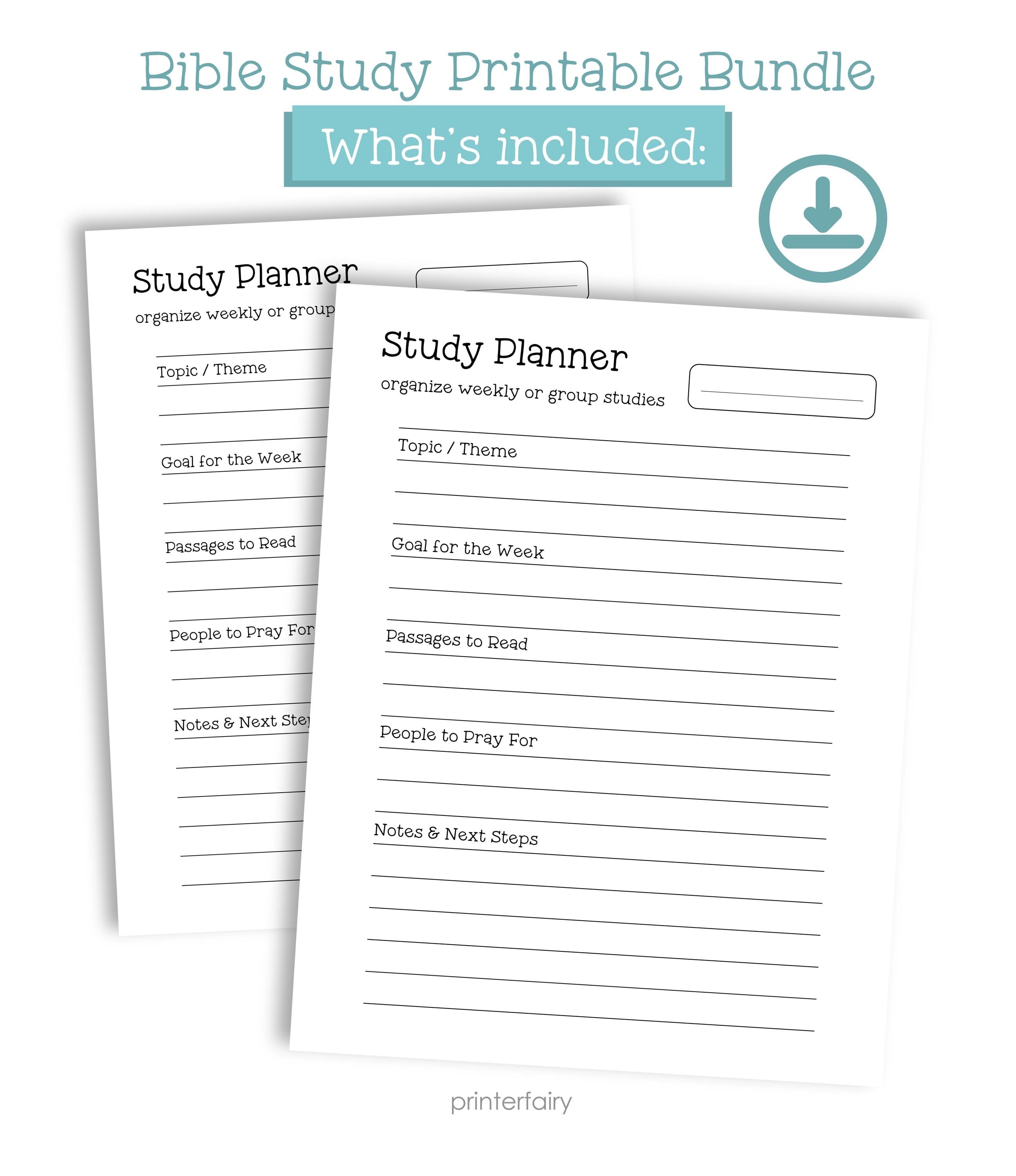 Bible Study Journal Printable Templates, Instant Download
