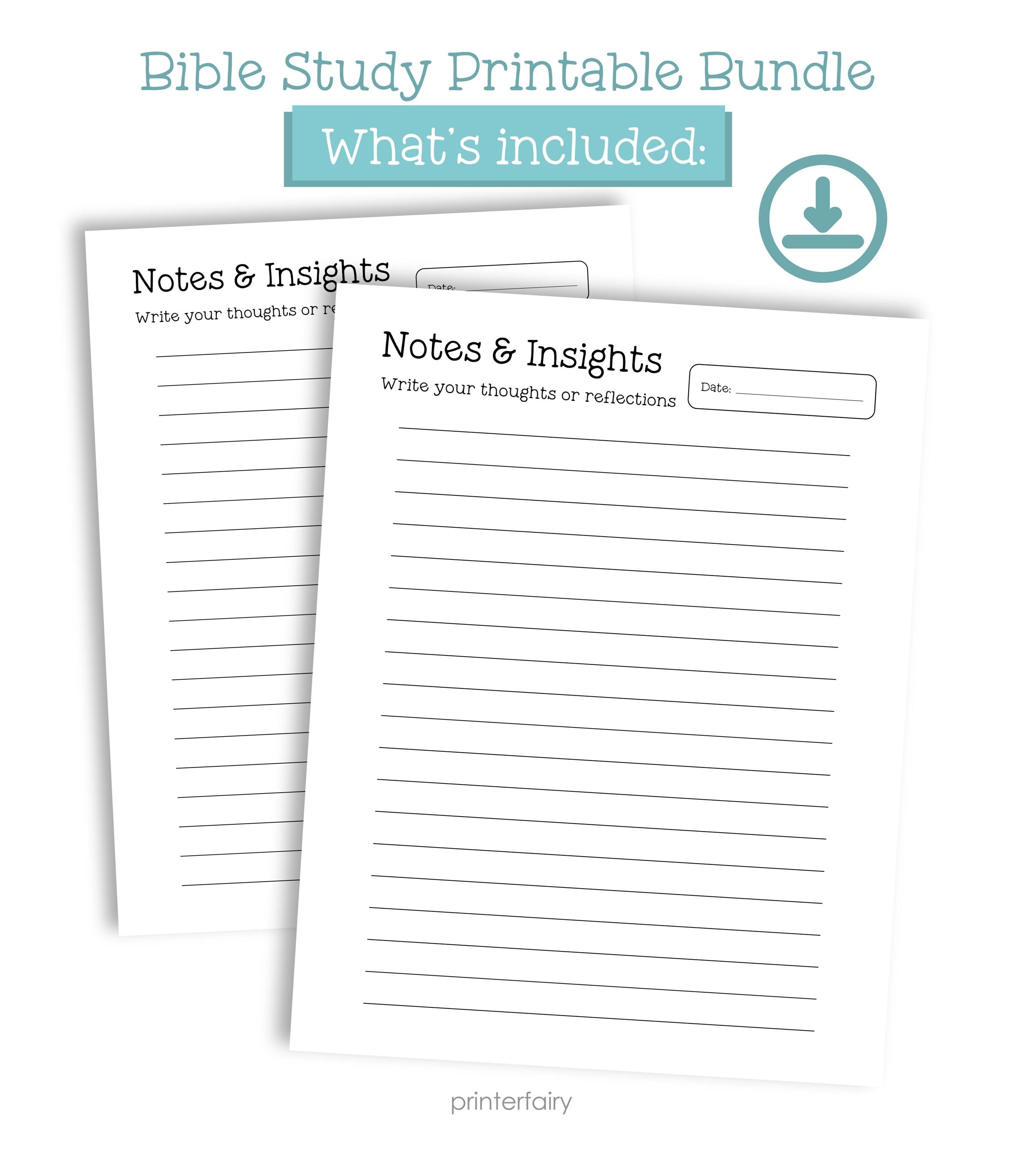 Bible Study Journal Printable Templates, Instant Download