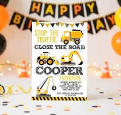 Construction Truck Birthday Invitation, Editable Template (Digital Invitation)