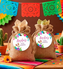 Fiesta Cinco de Mayo Party Toppers Round Tags Editable Templates, Instant Download
