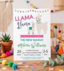 Llama Baby Shower Invitation Editable Template, Instant Download