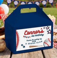 Baseball Party Favor Box, EDITABLE Label (Instant Download)
