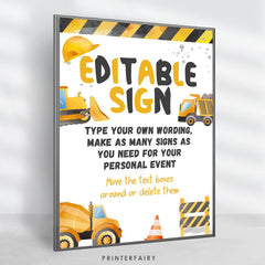 Construction 3rd Birthday Party Bundle Editable Templates, Instant Download