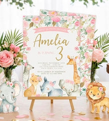 Jungle Girl Birthday Party Invitation Editable Template for any age, Instant Download