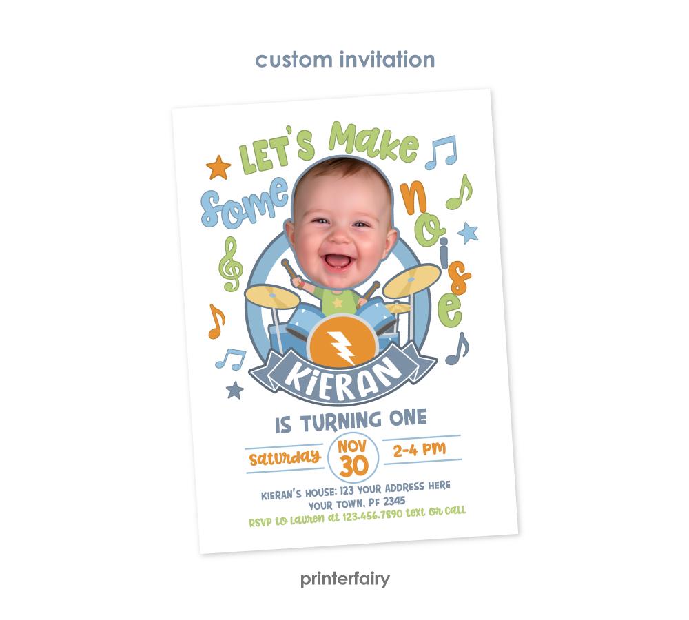 Music Birthday Party Invitation Personalized with Photo
