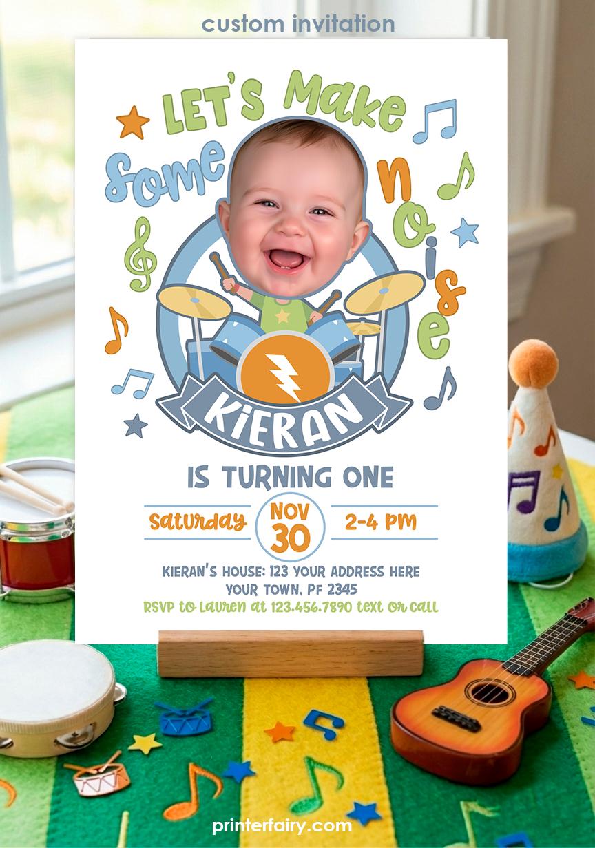 Music Birthday Party Invitation Personalized with Photo