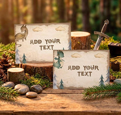 Dragon Birthday Party Printable Food Tents Table Decorations, Instant Download