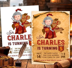 Knight Birthday Party Invitation Personalized with Photo, Digital Printable Design