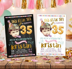 Adult Birthday Invitation Personalized with Photo for any age, Digital Printable Design